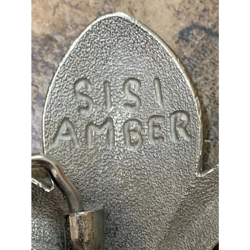 SISI AMBER Fleur-de-lis jeweled crystal bling BUCKLE BLACK VELVET BELT
